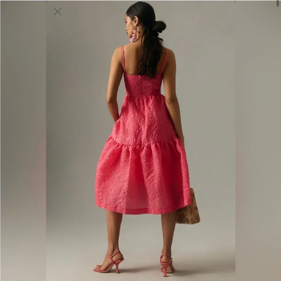 Anthropologie Hutch Tiered Corset Dress Pink Size 12 - Picture 4 of 9